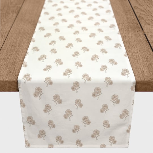 72" Delicate Floral Cotton Twill Runner